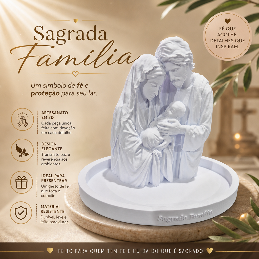 Porta Terço Sagrada Família - Organizador Decorativo Religioso